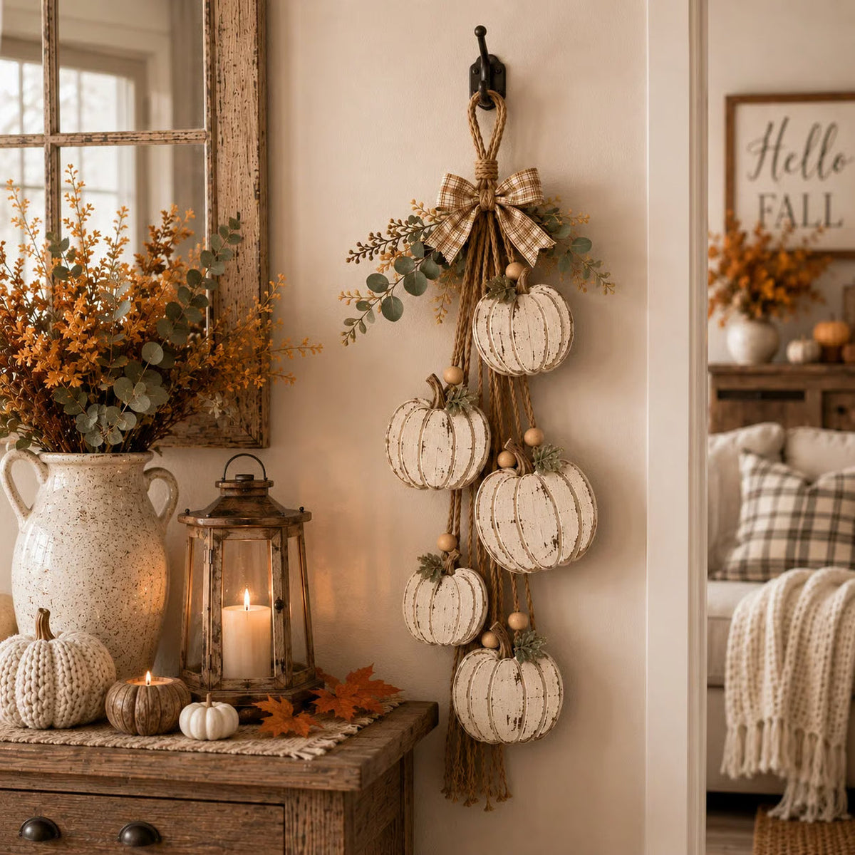Pumpwreath - Illuminated Pumpkin Wreath with Integrated LED Lights