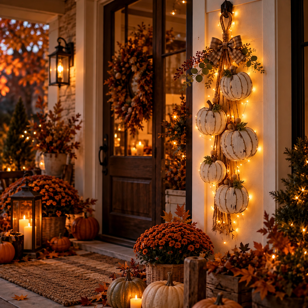 Pumpwreath - Illuminated Pumpkin Wreath with Integrated LED Lights