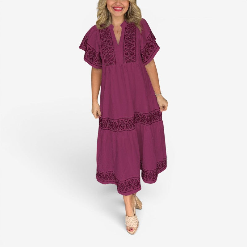 Women’s Midi Dress V Neck Loose Fit