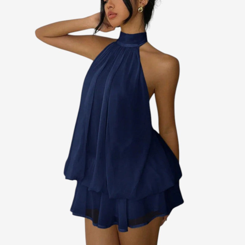 Chic Halter Neck A-Line Mini Dress for Women