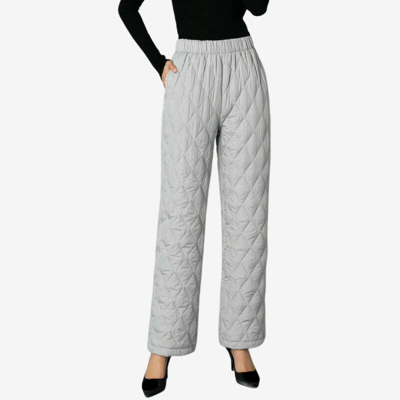 Clara – Women's Wide-Leg Pants with Quilted Pattern