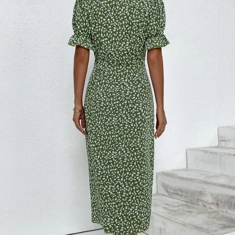 Kathy – V-Hals Midi-jurk met Bloemenprint Velani