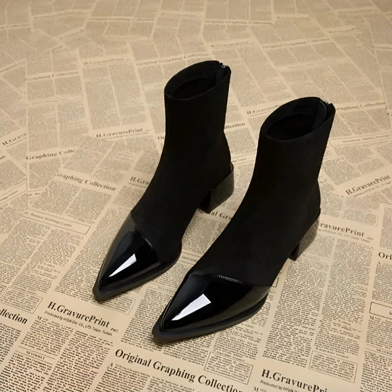 Elegant Pointed Toe Ankle Boots with Block Heel