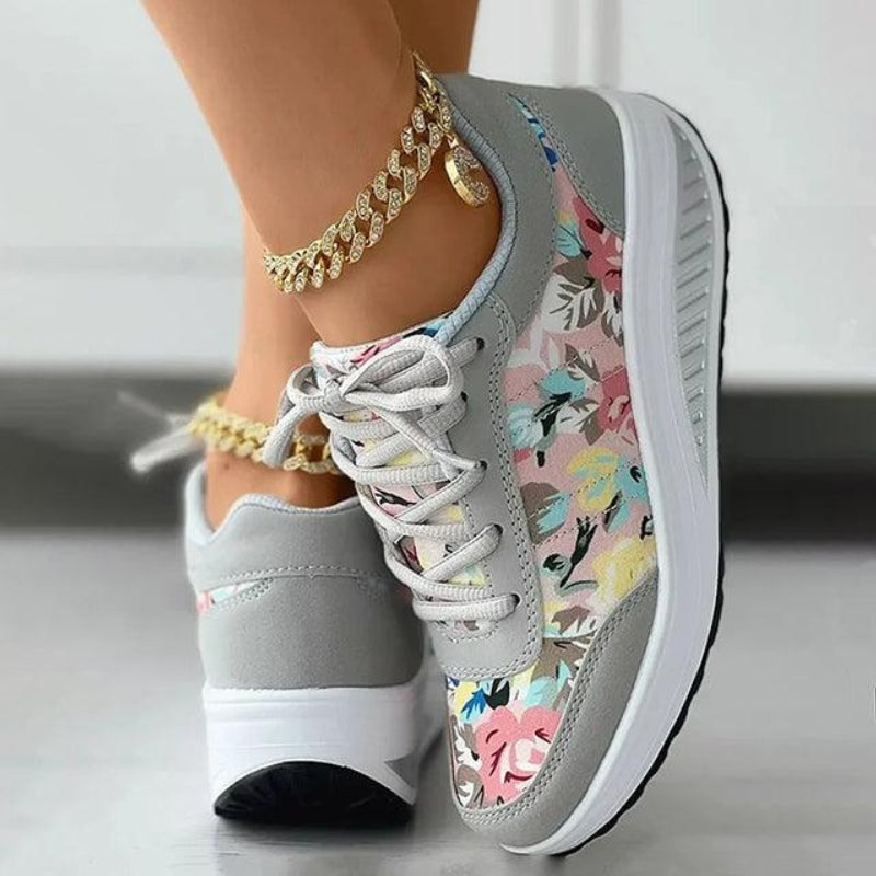 Nora – Sneakers with Floral Print and Adjustable Lace Design