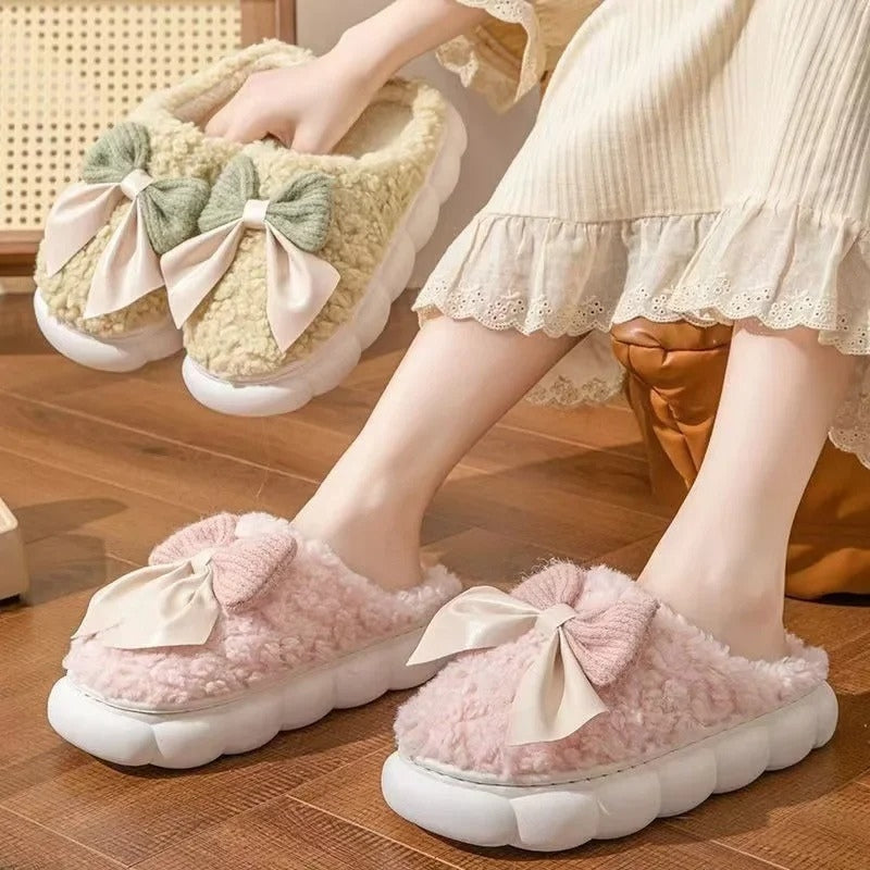 Emma – Round Toe Fur Slippers with Thick Sole and Plush Lining