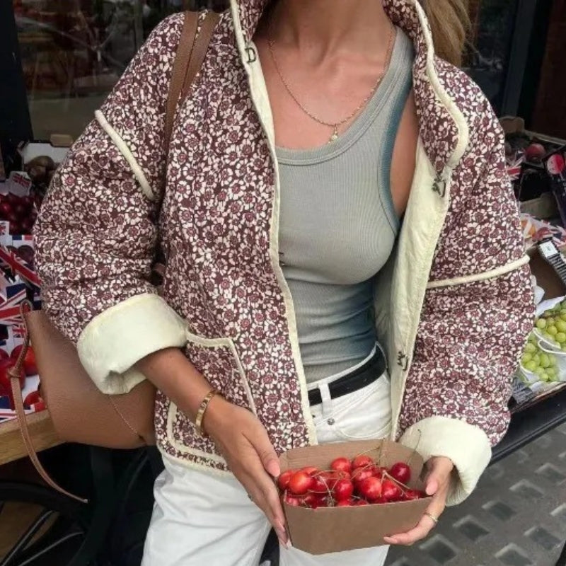 Olivia – Chaqueta de manga larga con estampado floral y bolsillos