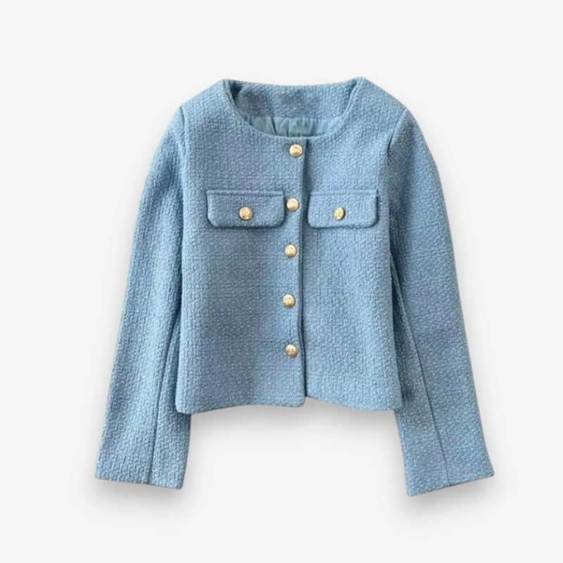 Nerina – Long Sleeved Jacket with Round Neck and Button