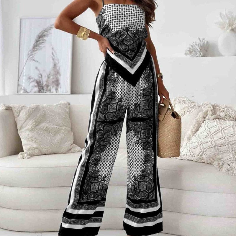 Michelle – Stijlvolle tweedelige set met bedrukte gilet en broek Velani