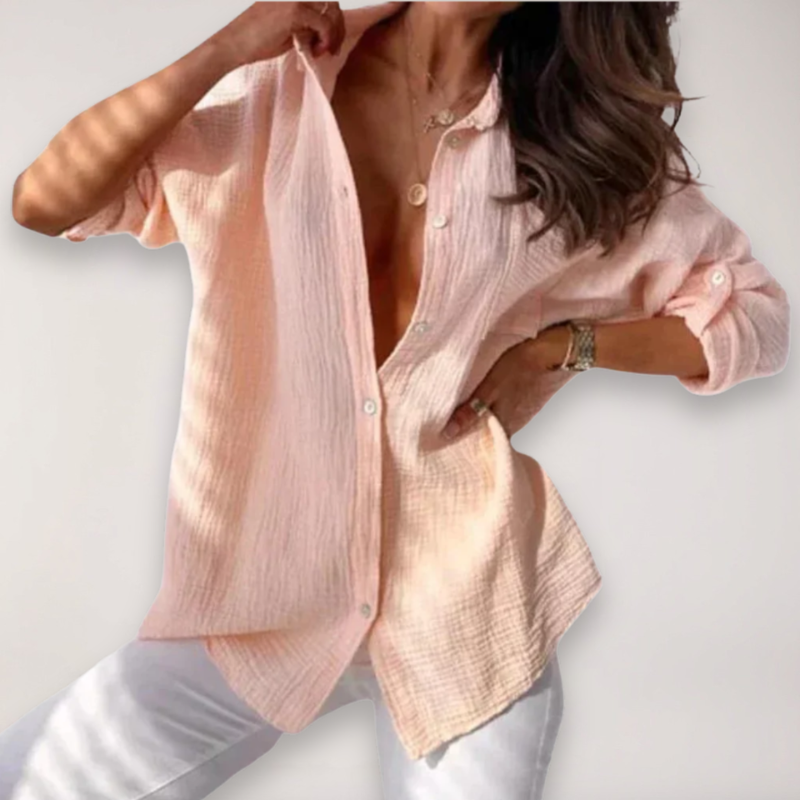 Women's Blouse with Turn-Down Collar