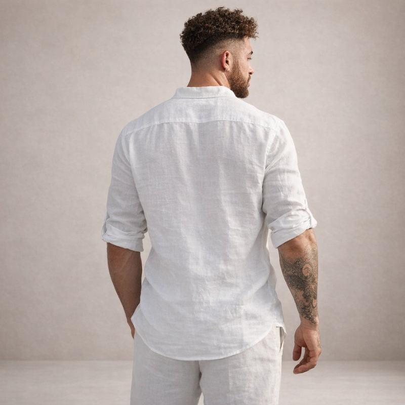 Men's Long Sleeve Shirt with Stand Collar