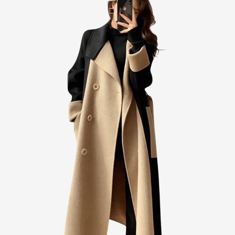 Women's Straight Fit Long Sleeve Coat with Lapel Collar