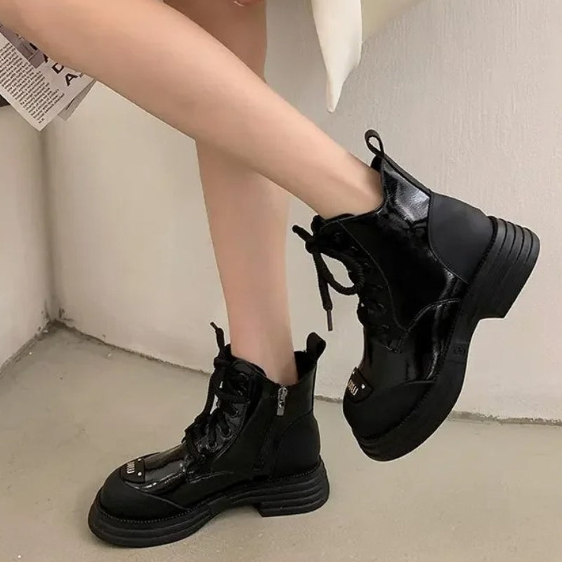 Ruby – Boots with Adjustable Lace and Round Toe Design