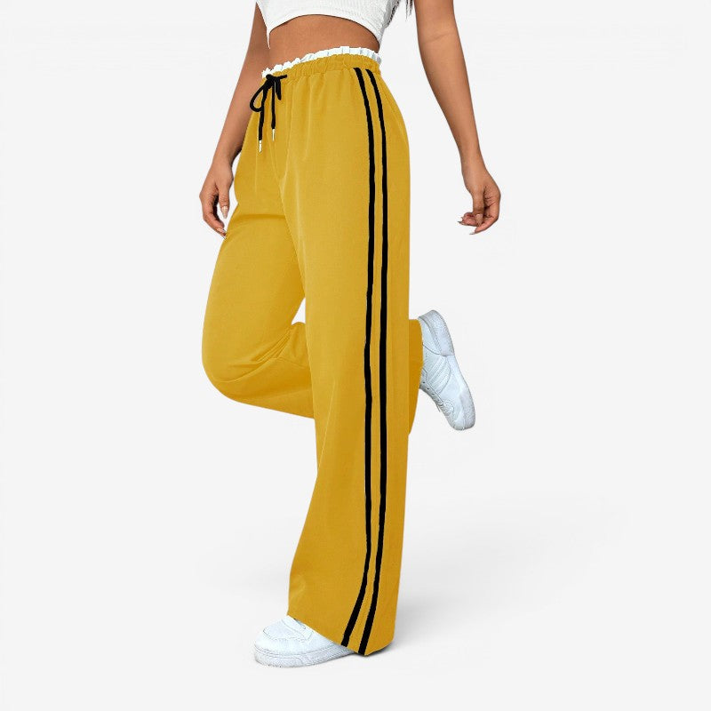 Chic Women's Wide Leg Trousers with Adjustable Drawstring