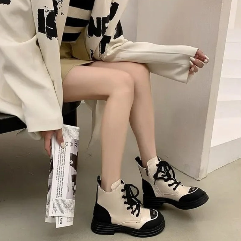 Ruby – Boots with Adjustable Lace and Round Toe Design