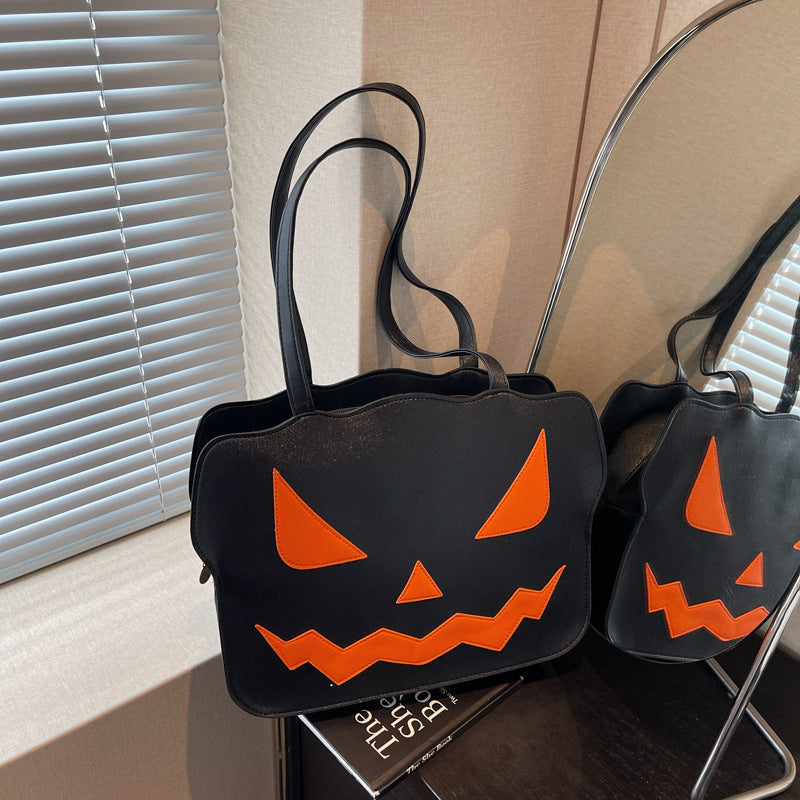 Spooky Halloween Messenger Bag with Pumpkin Art