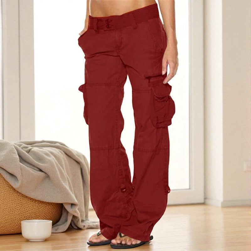 Angela – Cargo broek met wijde pijpen en meerdere ritszakken Velani