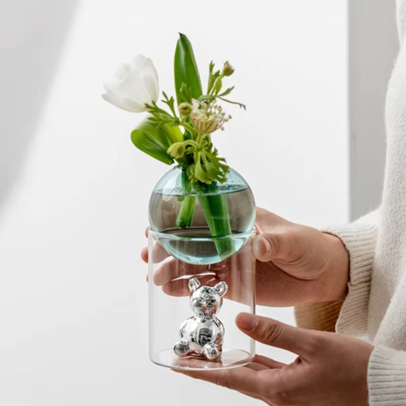 BearBloom – Cartoon Beer Vase with Spherical Top