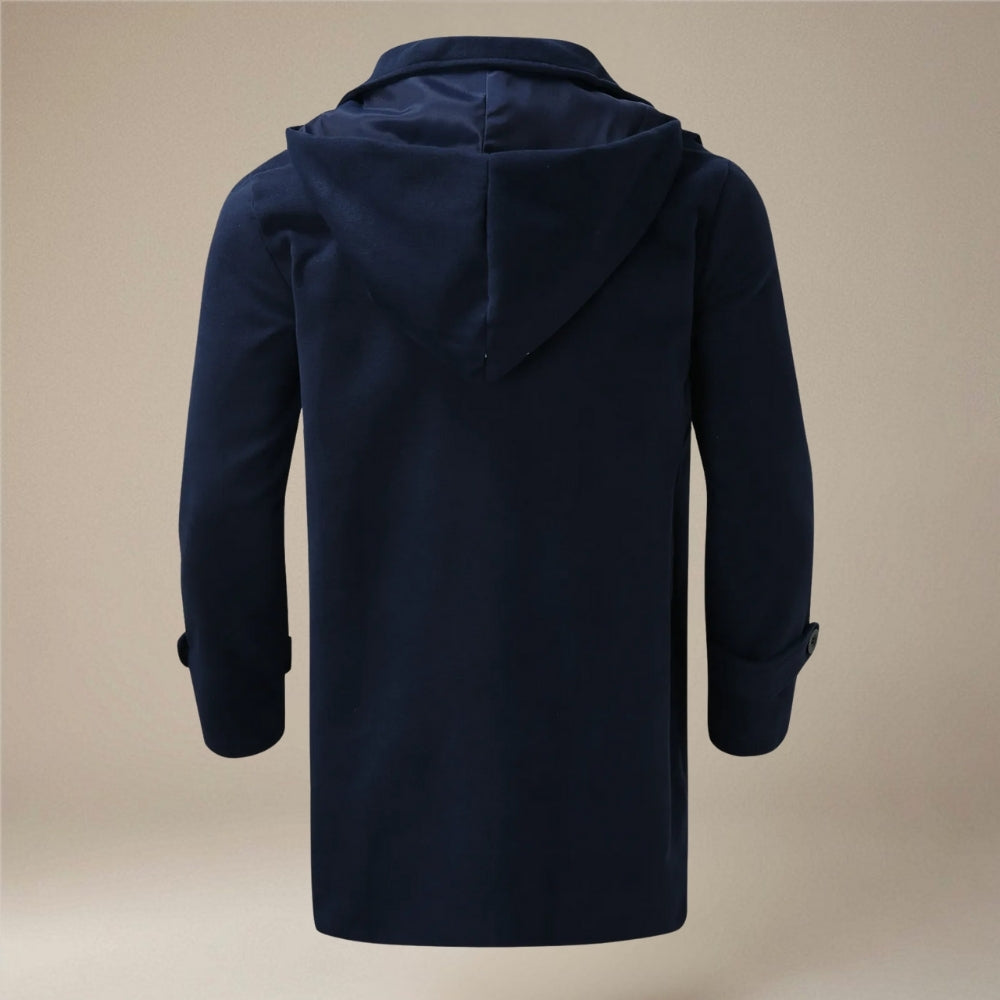 Josiah – Long Sleeve Wool Coat with Buttons and Adjustable Hood