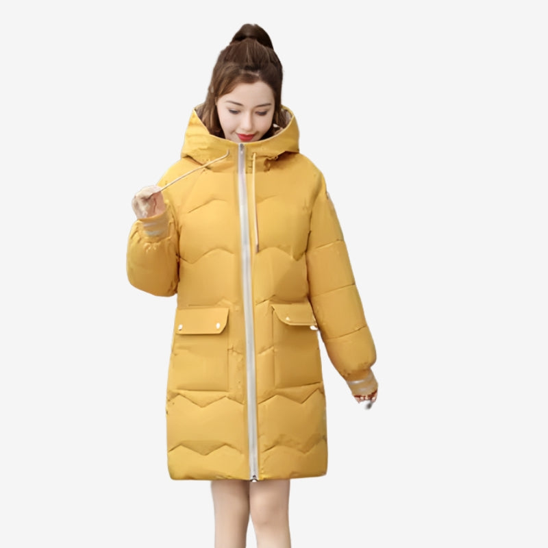 Lieke - Lange mouwen capuchonjas met zakken en rits Velani