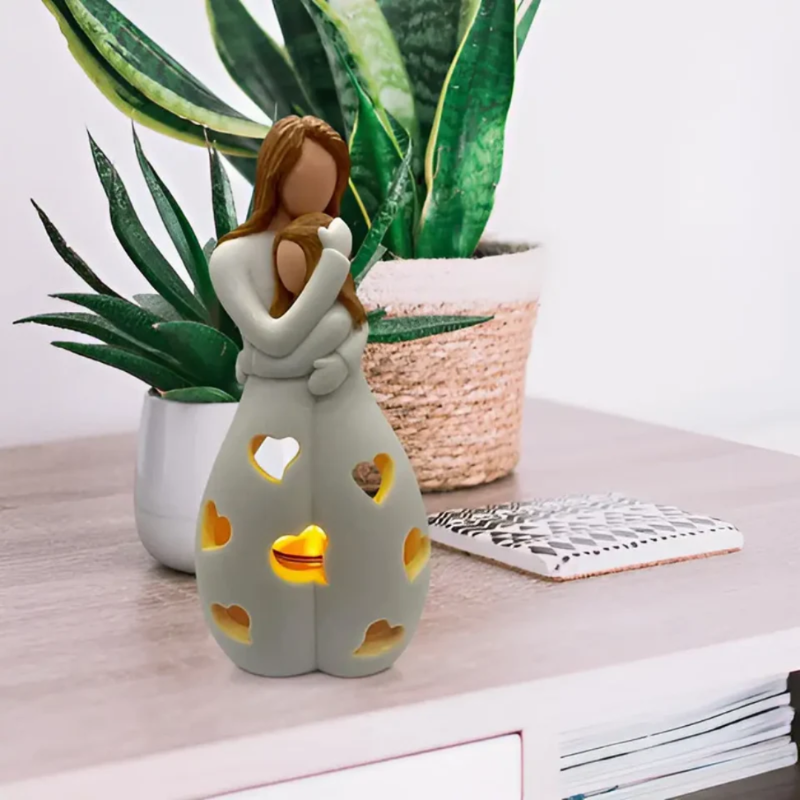 Mother and Daughter Candle Holder Statue