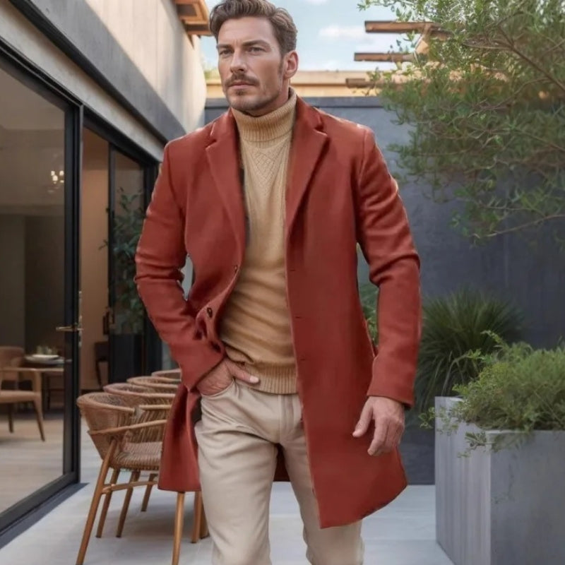 Liam – Long Sleeve Coat with Down Collar