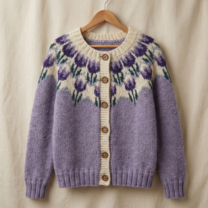 Emma – Button Closure Jacket with Floral Print Design