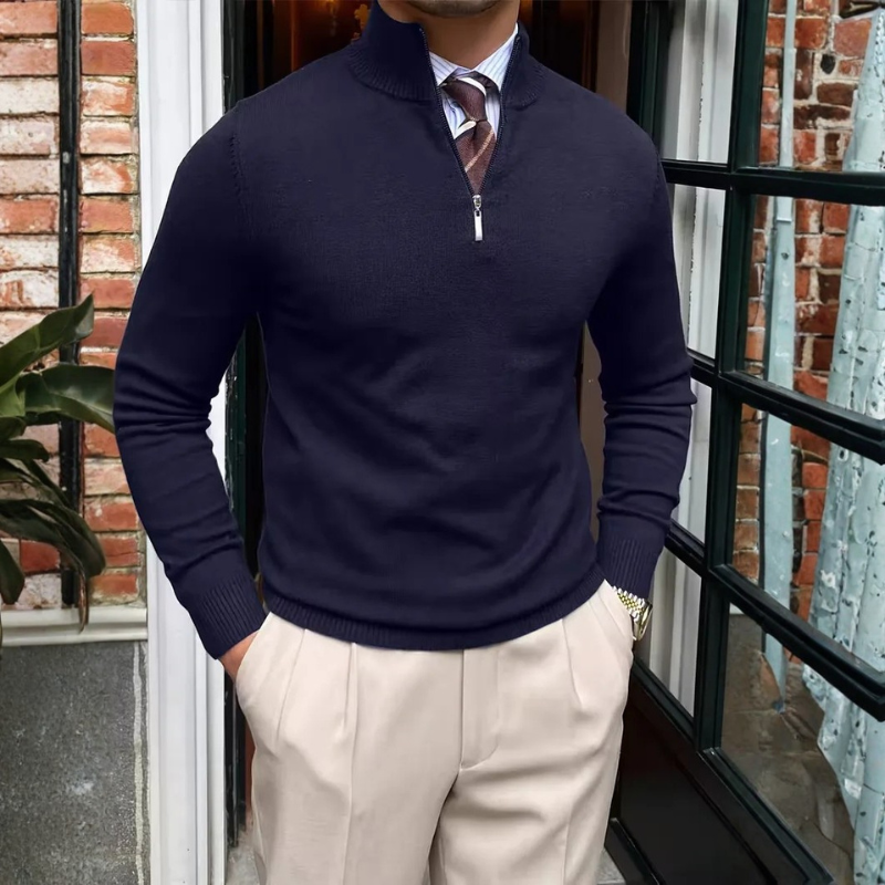 Men's Quarter Zip Stand Collar Sweater