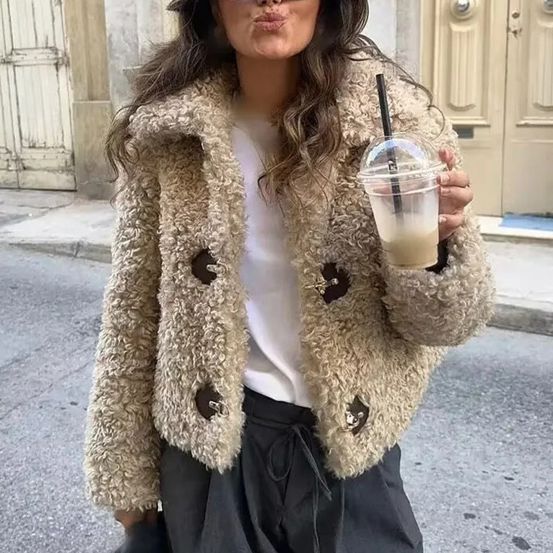 Victoria – Long Sleeve Coat with Lapel Collar
