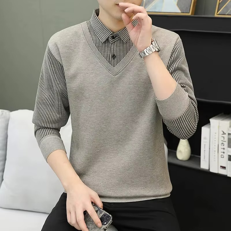 Adam – Slim fit V-hals sweatshirt met lange mouwen Velani