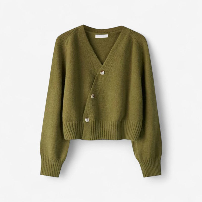 Isabella – Long Sleeve V-Neck Sweater with Ribbed Hem
