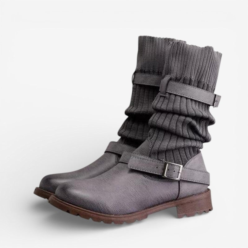 Sophia – Round Toe Boots With Anti Slip Grip And Adjustable Straps