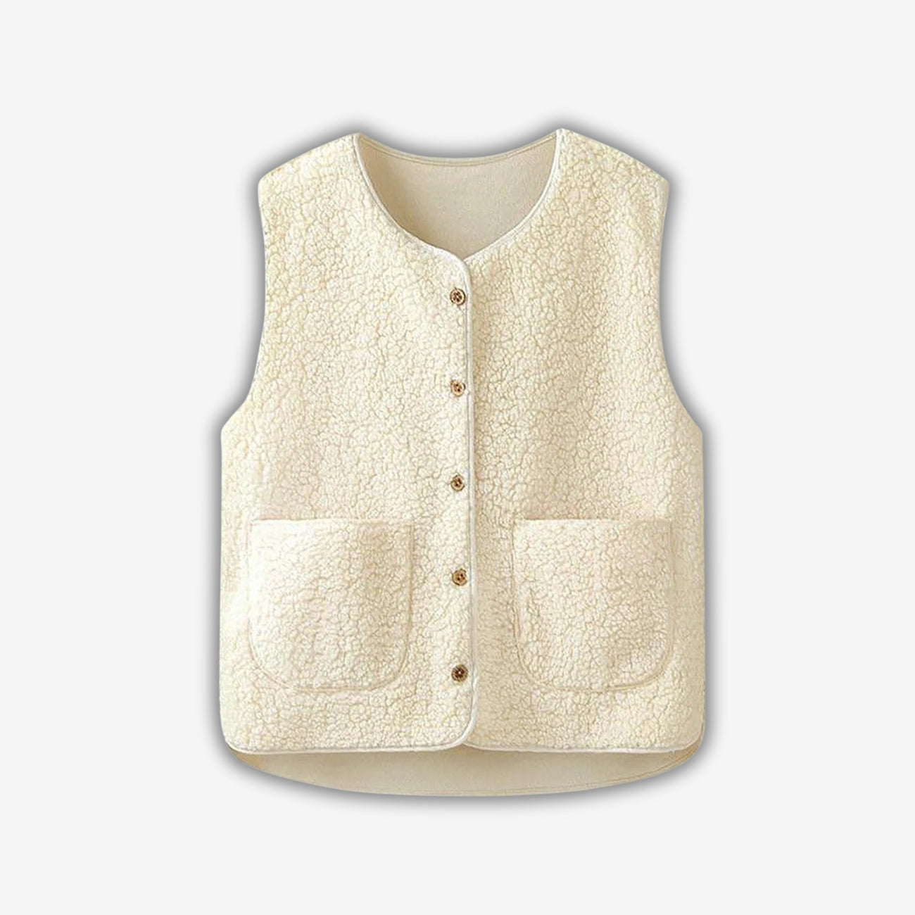 Lydia – Cárdigan sin mangas con cierre de botones y bolsillos