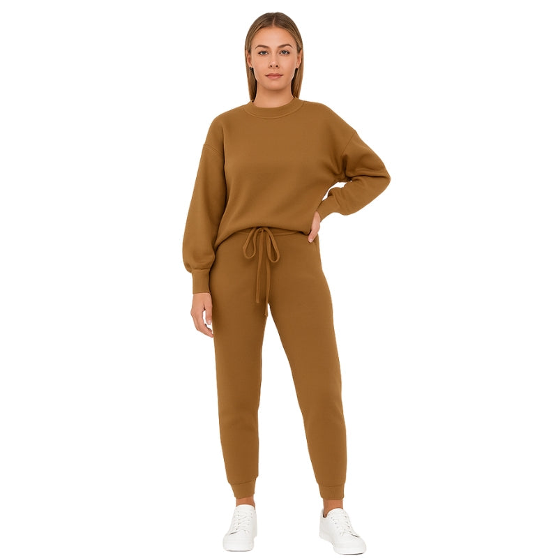 Elke – Tweedelige Set met Lange Mouwen Sweater en Broek met Trekkoord Velani