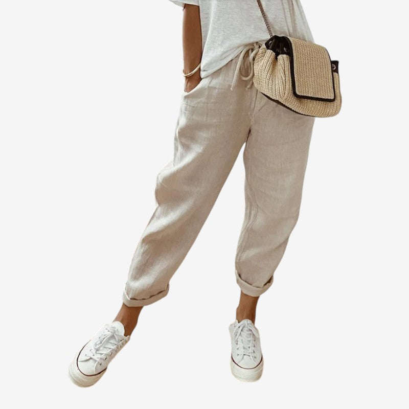 Women’s Striped Trousers with Drawstring
