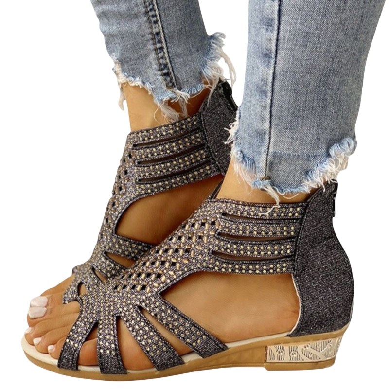 Emilia – Sandalen met Ritssluiting aan de Achterkant en Verstelbare Gespsluitingen Velani