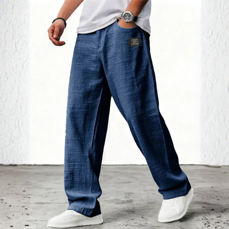 Men's Casual Wide Leg Trousers with Pockets