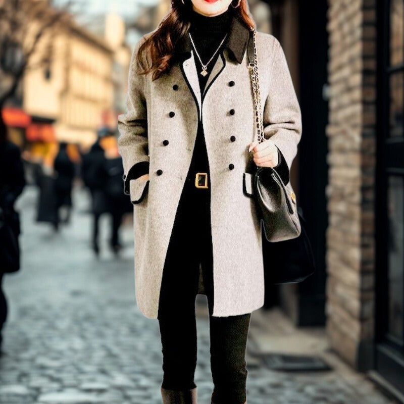 Freya – Down Collar Jacket with Front Button Detail and Pocket