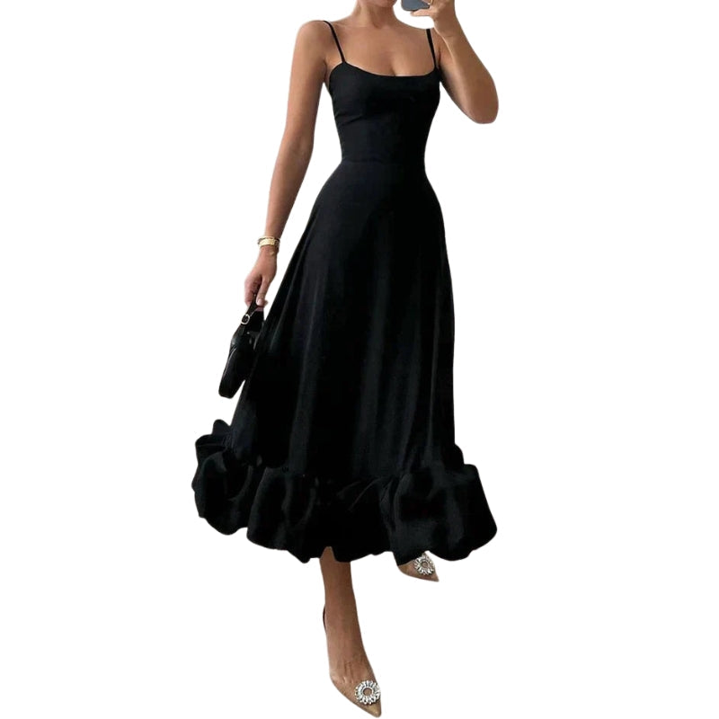 Greta – Mouwloze Midi-jurk met Spaghettibandjes Velani