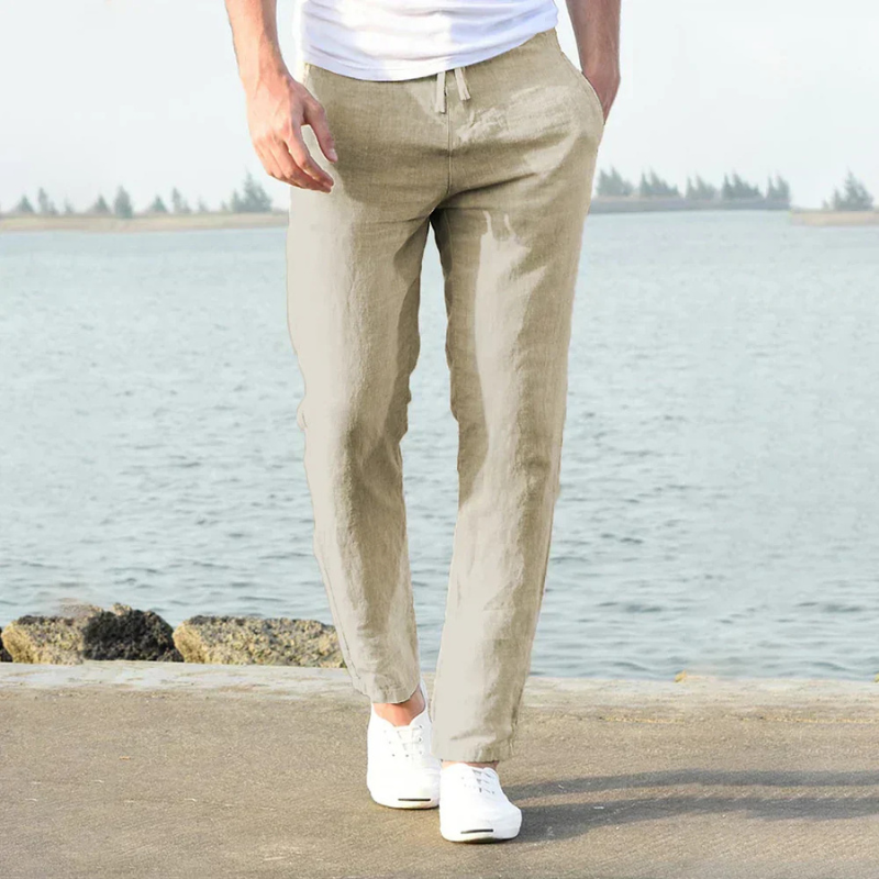 High-Waisted Trousers with Adjustable Drawstring