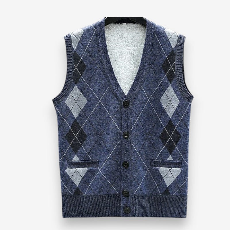 Lucas – V-Neck Sweater with Button Closure