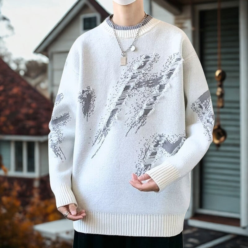 Liam – Long Sleeve Sweater with Ribbed Hem Design