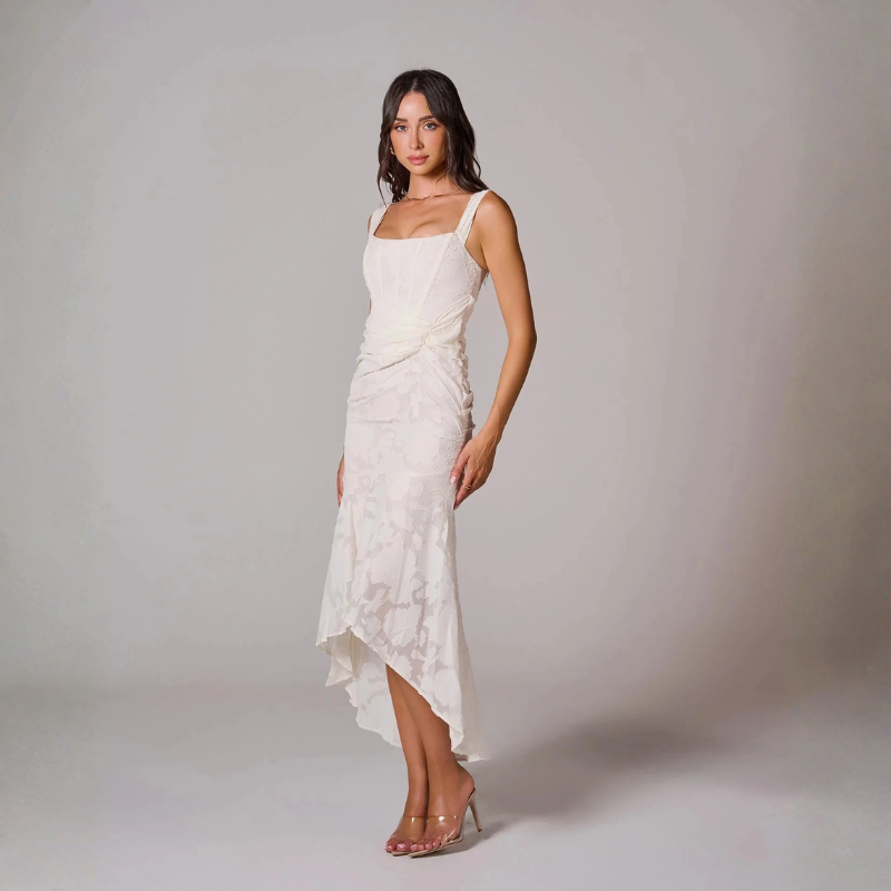Elegant Off Shoulder Maxi Dress with Ruched Waist