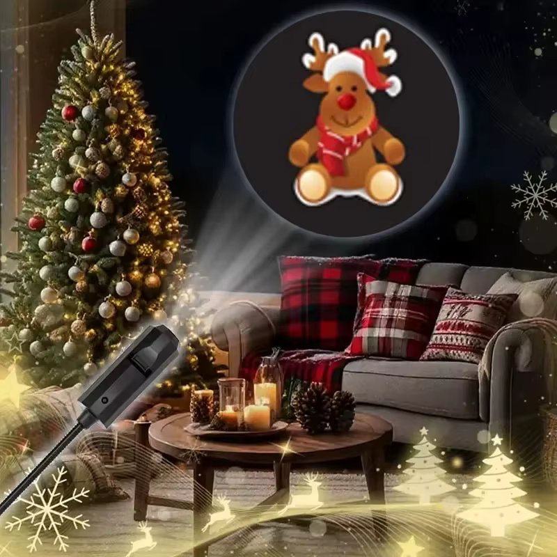 NoelFlakes - Led Projector With Deer And Snowflake Patterns