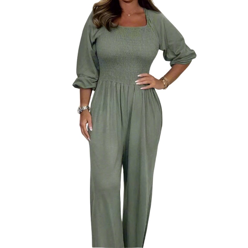 Luisa – Jumpsuit met Lange Mouwen en Wijde Pijpen Velani