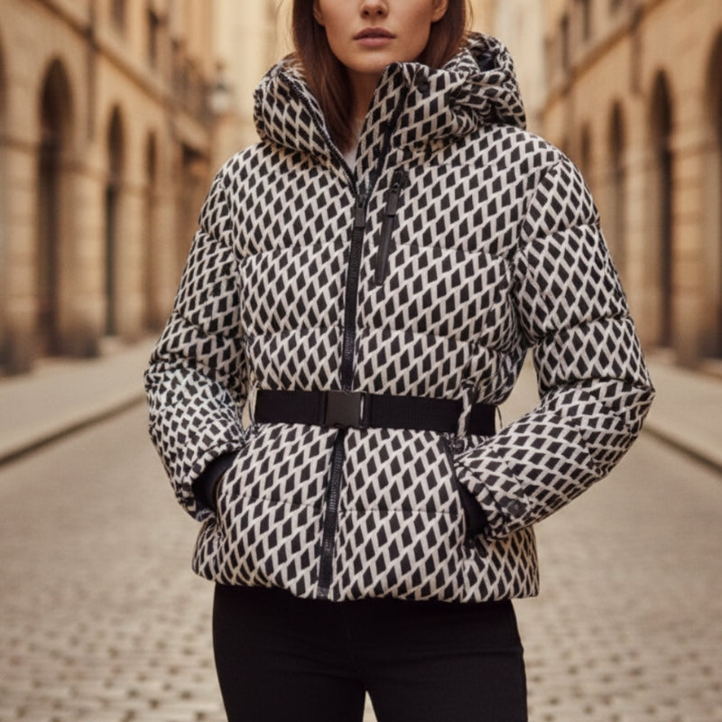 Ava – Long Sleeve Coat with Hoodie and Zipper Pockets