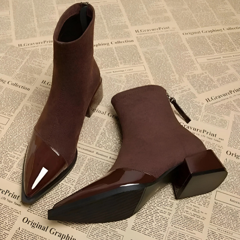 Elegant Pointed Toe Ankle Boots with Block Heel