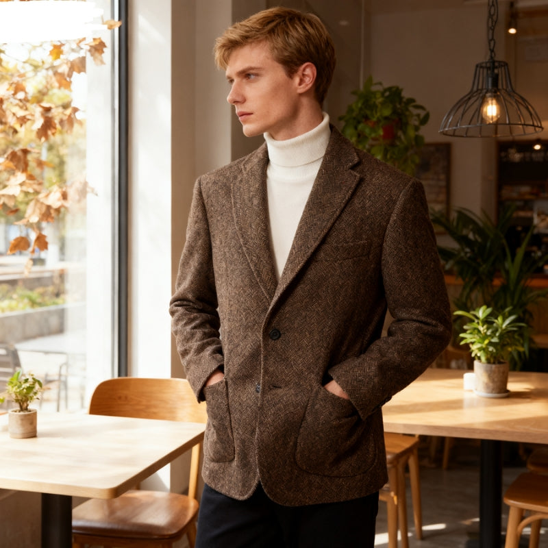 Ben – Long Sleeve Jacket with Down Collar and Front Pocket