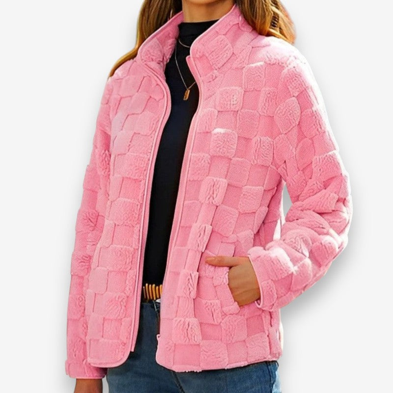 Sophia – Long Sleeve Jacket With Zipper Closure And Stand Up Collar