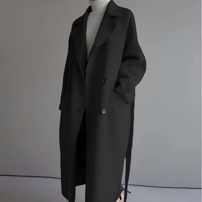 Chic Women's Long Sleeve Button-Front Overcoat