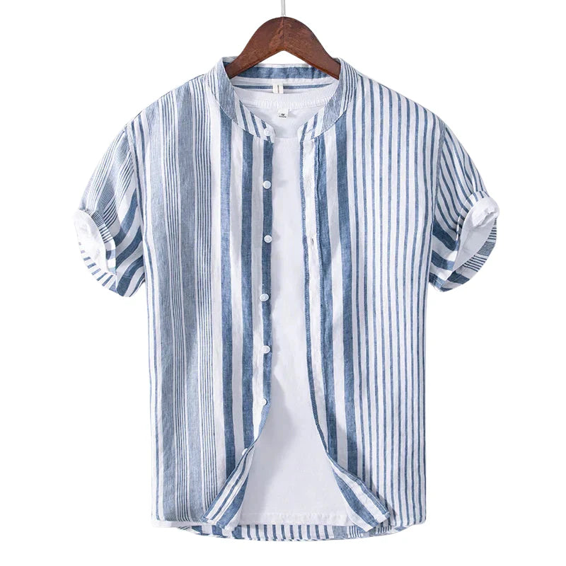 Malvin – Gestreept Shirt met Halflange Mouwen en Ronde Hals Velani